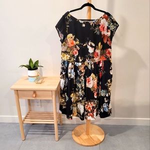 Eshakti Dress, cap sleeves, boat neck, pleated full skirt size US 20